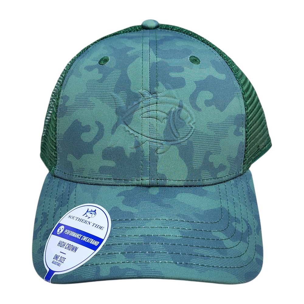 Southern Tide Trucker Style Hat Cap Fishing‎ Logo Forest Green Camo Adjustable